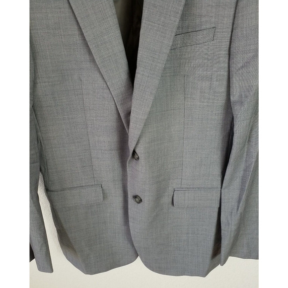 Calvin Klein Mens Suit Jacket Gray Single Breasted Pockets Notch Size 42 L - Picture 2 of 6